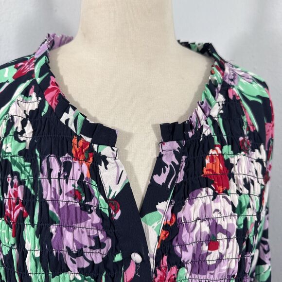 Caffe Marrahesh Blouse Womens XL Floral Smoked Tropical Vacation‎ Beachy - Picture 2 of 10